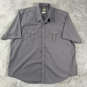 Cabela's Button Up Short Sleeve Shirt Mens 3XL Tall Grey Casual Pockets Outdoor